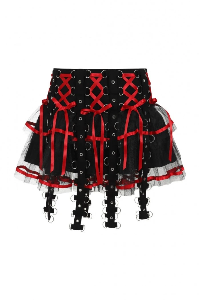 Hell Bunny Chain Mini Skirt Black / Red Ladies 7 Hell Bunny Chain Mini Skirt Black / Red Ladies