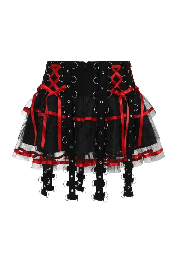 Hell Bunny Chain Mini Skirt Black / Red Ladies 8 Hell Bunny Chain Mini Skirt Black / Red Ladies