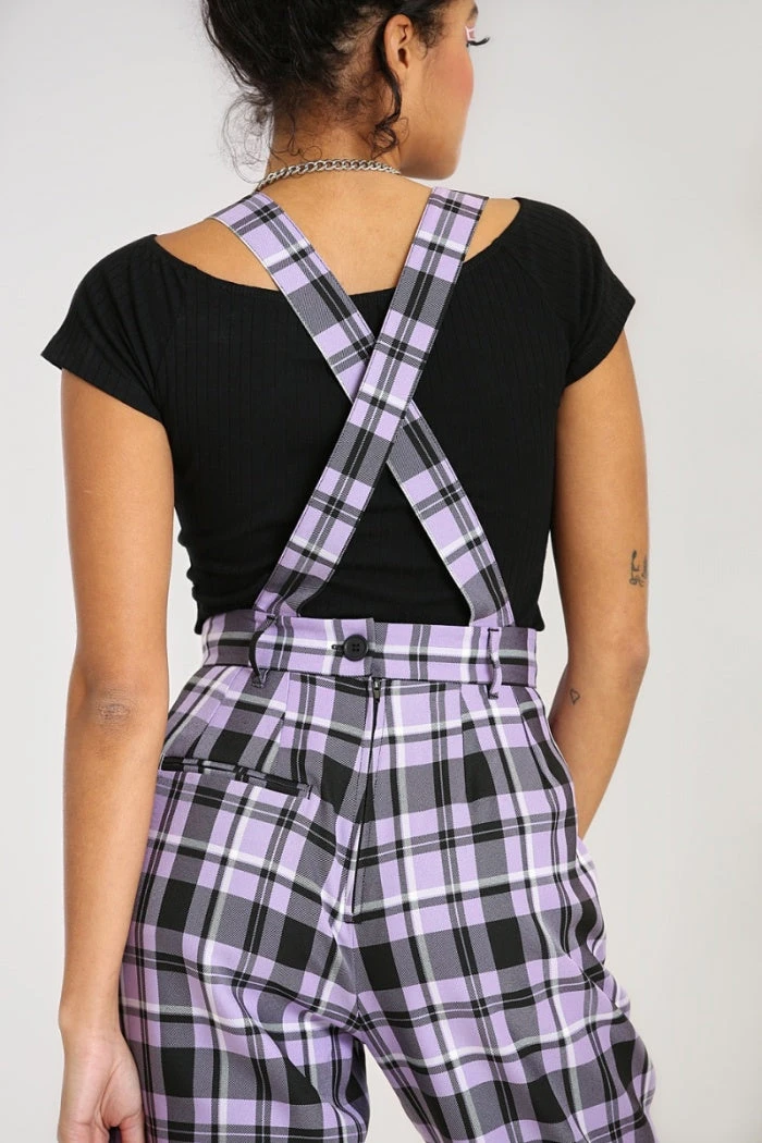 Ladies Hell Bunny Lavender Alicia Dungarees 4 Ladies Hell Bunny Lavender Alicia Dungarees