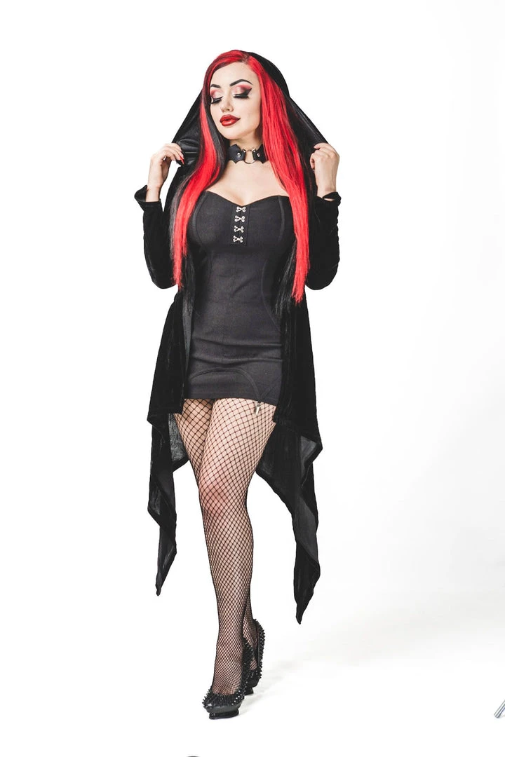 Necessary Evil Aphrodite Velvet Hooded Cardigan Ladies 3 Necessary Evil Aphrodite Velvet Hooded Cardigan Ladies