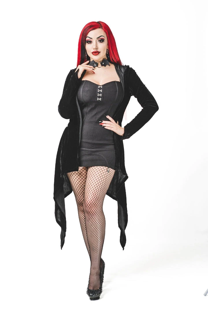 Necessary Evil Aphrodite Velvet Hooded Cardigan Ladies 6 Necessary Evil Aphrodite Velvet Hooded Cardigan Ladies