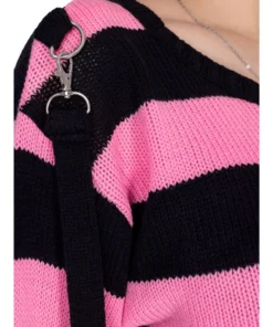Ladies Heartless Oriana Jumper - Black & Pink