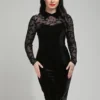 Collectif Rooey Bat Mesh Velvet Pencil Dress