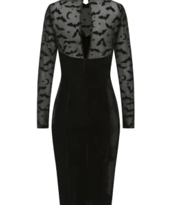 Collectif Rooey Bat Mesh Velvet Pencil Dress