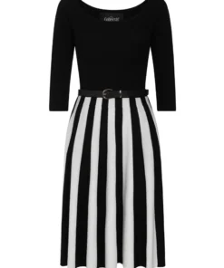 Collectif Serena Knitted Striped Dress Ladies 18 Collectif Serena Knitted Striped Dress Ladies