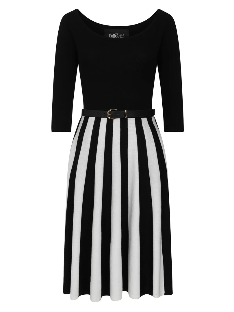 Collectif Serena Knitted Striped Dress Ladies 9 Collectif Serena Knitted Striped Dress Ladies