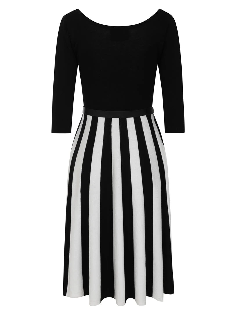 Collectif Serena Knitted Striped Dress Ladies 10 Collectif Serena Knitted Striped Dress Ladies
