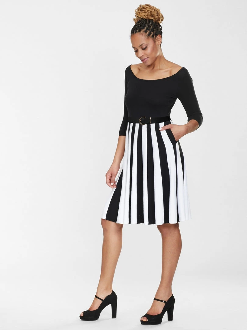 Collectif Serena Knitted Striped Dress Ladies 3 Collectif Serena Knitted Striped Dress Ladies