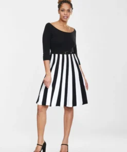 Collectif Serena Knitted Striped Dress Ladies