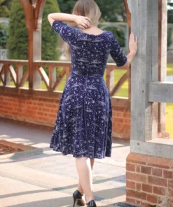 Ladies Collectif Trixie Celestial Velvet Swing Dress - Purple