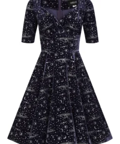 Ladies Collectif Trixie Celestial Velvet Swing Dress - Purple