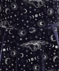 Ladies Collectif Trixie Celestial Velvet Swing Dress - Purple