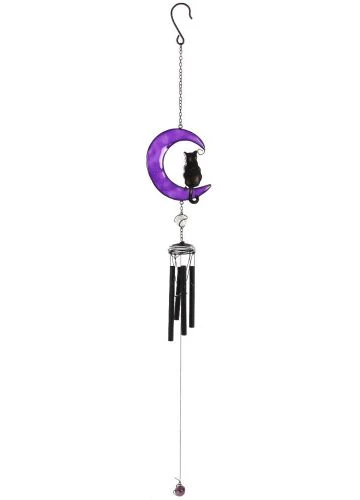 Homeware Gothic Gifts Black Cat On Crescent Moon Windchime 3 Homeware Gothic Gifts Black Cat On Crescent Moon Windchime